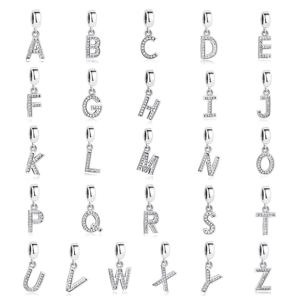 925 Sterling Silver Alphabet A-Z Letter Charm Bead